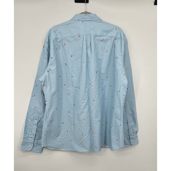 J CREW Mens Slim Flex Oxford Button Down Shirt Sz XXL Sailboats Blue Nautical - Picture 2 of 15